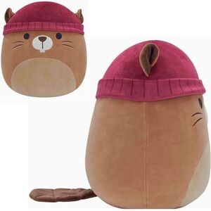 Squishmallows Chip the Beaver Plush Red Hat Soft Stuffed Animal Collectible
